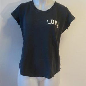 Womens Zadig & Voltaire "Seattle Overdyed" LOVE AMOUR Gray T-Shirt Sz S